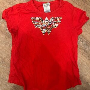 Red Sequin Logo Kids T-Shirt